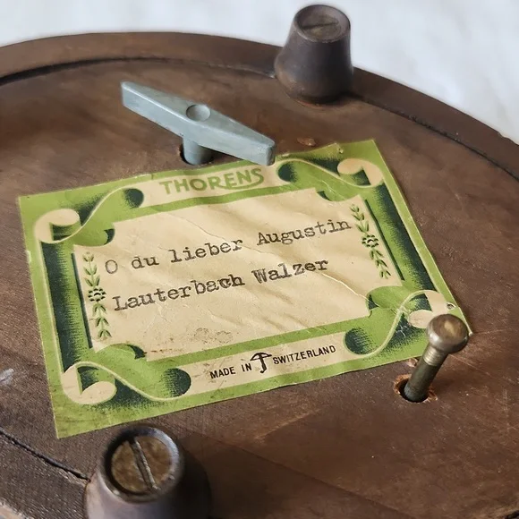 Thorens Lauterbach Walzer Switzerland Musical Carved Wooden Tray Platter - Picture 8 of 14